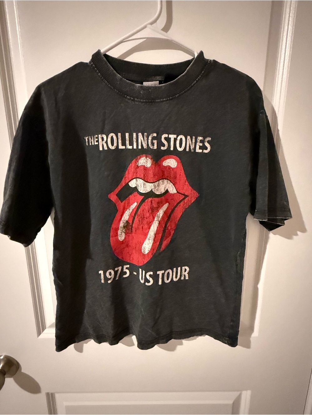 The Rolling Stones Black Long Sleeve Tee with Red Tongue Graphic